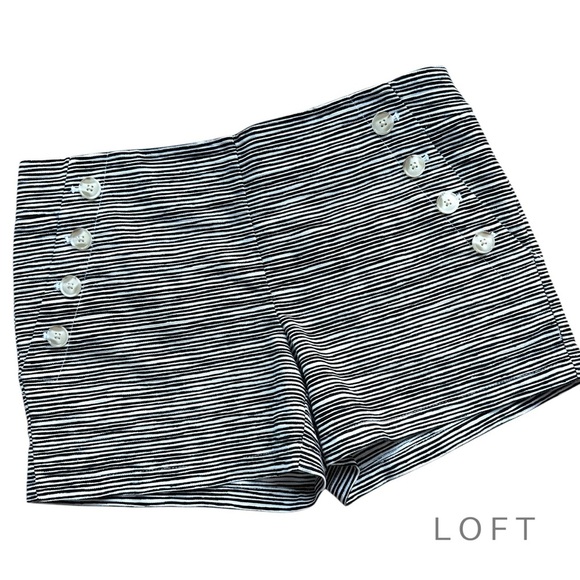 LOFT | NWOT RIVIERA NAVY BLUE & WHITE STRIPED SAILOR SHORTS COTTON | SIZE: 4 - Picture 1 of 9